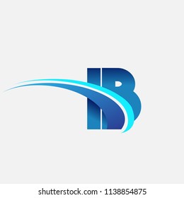 initial letter IB logotype company name colored blue and swoosh design. vector logo for business and company identity.
