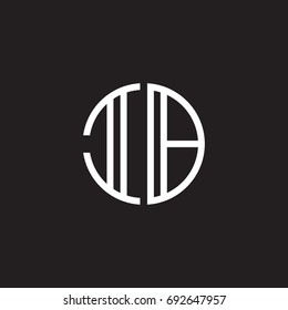 Initial letter IB, minimalist line art monogram circle shape logo, white color on black background