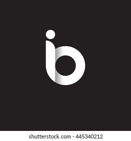 initial letter ib modern linked circle round lowercase logo white black