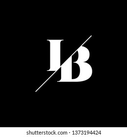Initial Letter IB Monogram Sliced. Logo template isolated on black background