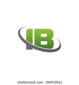 initial letter IB swoosh ring company logo green gray