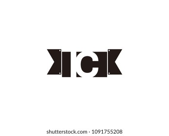 Initial letter ic black ribbon logo design