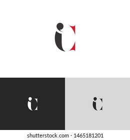 Initial Letter ic i c  uppercase modern logo design template elements. red letter Isolated on black white grey background. Suitable for business, consulting group company.
