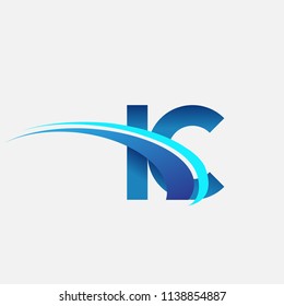 initial letter IC logotype company name colored blue and swoosh design. vector logo for business and company identity.