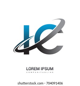 initial letter IC logotype company name colored blue and grey swoosh design. logo design for business and company identity.