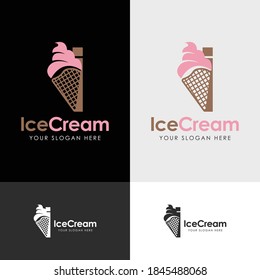 Initial Letter I with Ice Cream Logo Template Design. Vector illustration.