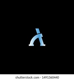 Initial A letter icon logo design vector, Blue color template design.