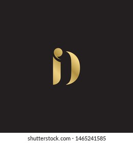 Initial letter id i d  uppercase modern logo design template elements. Gold letter Isolated on black  background. Suitable for business, consulting group company.