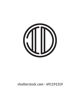 Initial letter ID, IO, minimalist line art monogram circle logo, black color