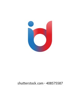 initial letter id linked round lowercase logo blue red