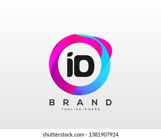 Initial letter ID logo with colorful circle background, letter combination logo design for creative industry, web, business and company. - Vector