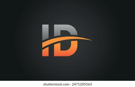 Initial Letter ID Logo Design With Swoosh. Creative And Modern ID Logo Design on Black Background.