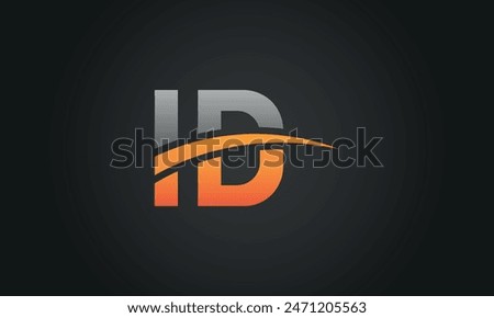 Initial Letter ID Logo Design With Swoosh. Creative And Modern ID Logo Design on Black Background.