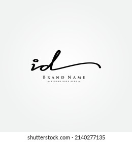 Initial Letter ID Logo - Handwritten Signature Logo