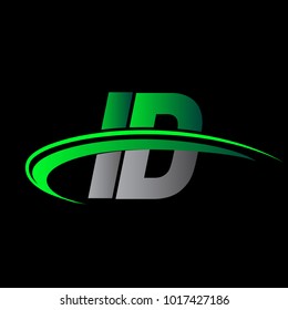initial letter ID logotype company name colored green and black swoosh design. vector logo for business and company identity.