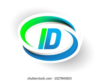 initial letter ID logotype company name colored blue and green swoosh design, modern logo concept. vector logo for business and company identity.