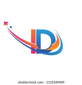initial letter ID logotype company name colored orange, red and blue swoosh star design. vector logo for business and company identity.