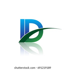initial letter ID logotype company name colored blue and green swoosh design. vector logo for business and company identity.
