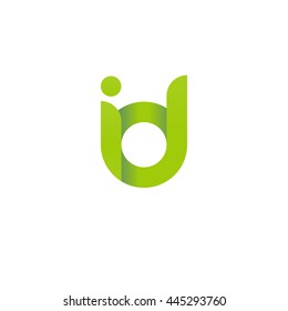 initial letter id modern linked circle round lowercase logo green