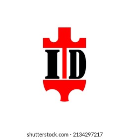 Initial letter ID red crown shield simple logo. Minimal and unique.