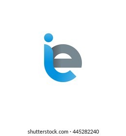 initial letter ie, letter ei, modern linked circle round lowercase logo blue gray