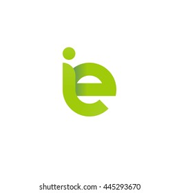 initial letter ie, letter ei, modern linked circle round lowercase logo green