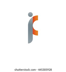 initial letter if, letter fi, modern linked circle round lowercase logo orange gray
