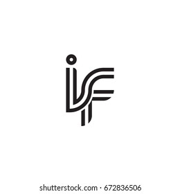 Initial letter if, linked outline rounded lowercase, monogram black