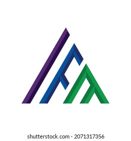 Letra inicial combinación I, F y M con triángulo , diseño de logotipo vectorial