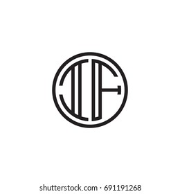 Initial letter IF, minimalist line art monogram circle logo, black color