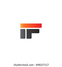 Initial letter IF, straight linked line bold logo, gradient fire red black colors