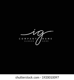 Initial letter IG calligraphy handwritten logo. Handwritten alphabet in the logo template. Letters and Alphabet for your logo design.