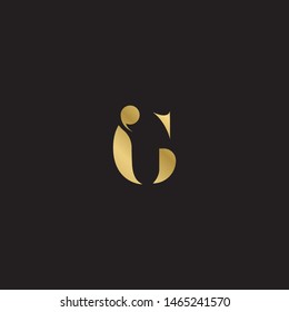 Initial letter ig i g  uppercase modern logo design template elements. Gold letter Isolated on black  background. Suitable for business, consulting group company.