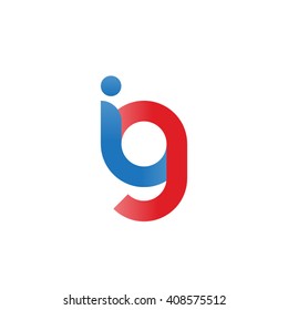 initial letter ig linked round lowercase logo blue red