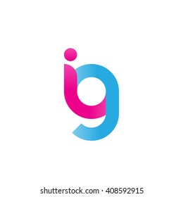 initial letter ig linked round lowercase logo pink blue