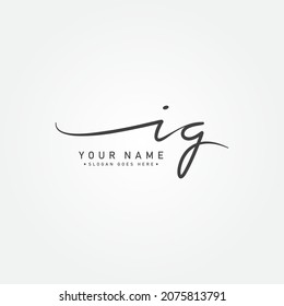 Initial Letter IG Logo - Hand Drawn Signature Logo
