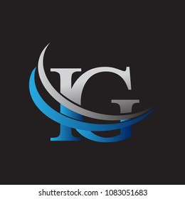 initial letter IG logotype company name colored blue and grey swoosh design. vector logo for business and company identity.