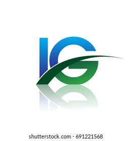 initial letter IG logotype company name colored blue and green swoosh design. vector logo for business and company identity.
