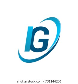 initial letter IG logotype company name colored blue swoosh design concept. vector logo for business and company identity.