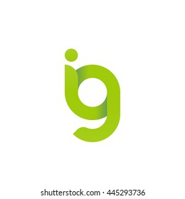 initial letter ig modern linked circle round lowercase logo green