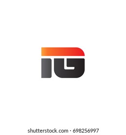 Initial letter IG, straight linked line bold logo, gradient fire red black colors