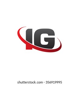 initial letter IG swoosh ring company logo red black
