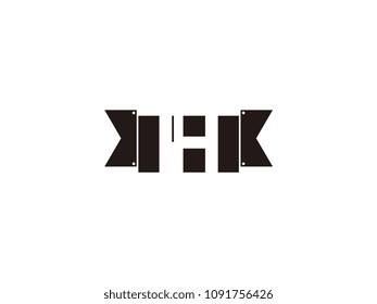 Initial letter ih black ribbon logo design