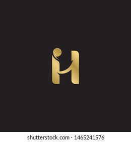 Initial letter ih i h  uppercase modern logo design template elements. Gold letter Isolated on black  background. Suitable for business, consulting group company.