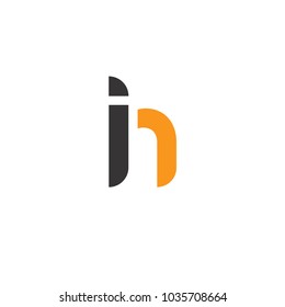 Initial Letter ih Linked Circle Lowercase Logo Black Orange Icon Design Template Element