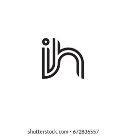 Initial letter ih, linked outline rounded lowercase, monogram black
