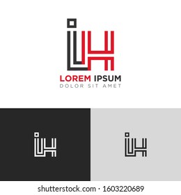 Initial Letter IH linked uppercase overlap modern logo design template. Suitable for business, consulting group company