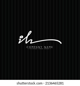 Initial Letter IH Logo - Hand Drawn Signature Style Logo