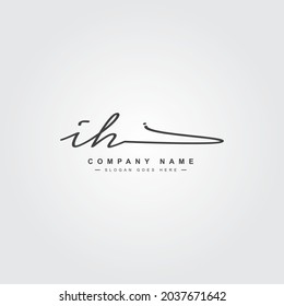 Initial Letter IH Logo - Handwritten Signature Logo