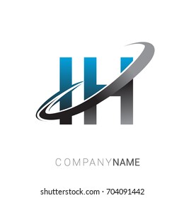 initial letter IH logotype company name colored blue and grey swoosh design. logo design for business and company identity.